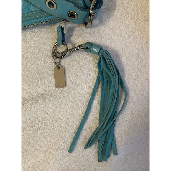 Coach East West Duffle Soho Shoulder Bag Hand Signature blue Leather 9363 Used - Picture 9 of 12